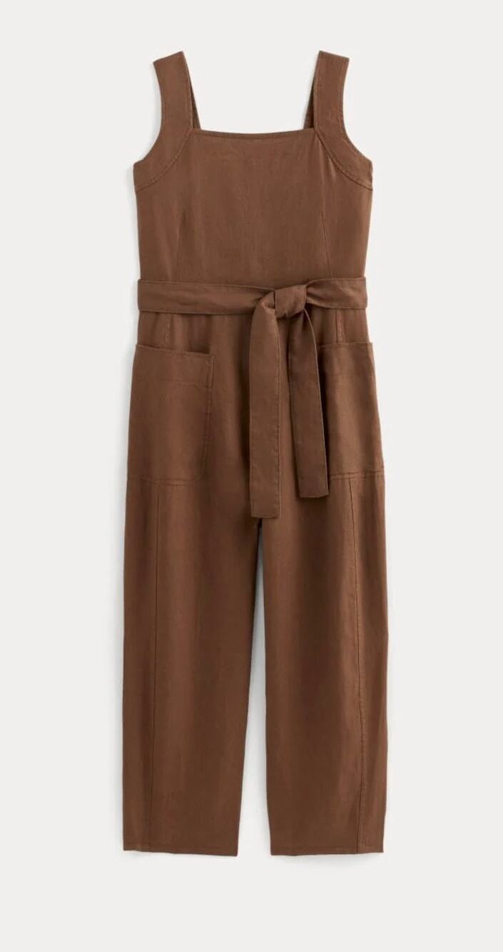 Everlane The Utility Linen Square-Neckline Overall Romper Jumpsuit Size 16 NWT - Picture 1 of 4